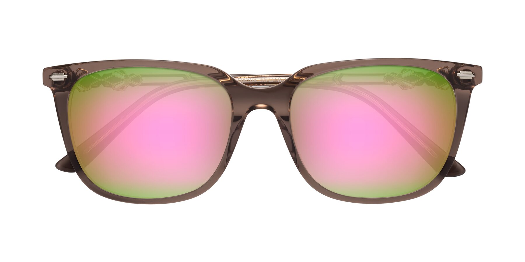 Folded Front of Dahlia in Rose Taupe with Pink Mirrored Lenses