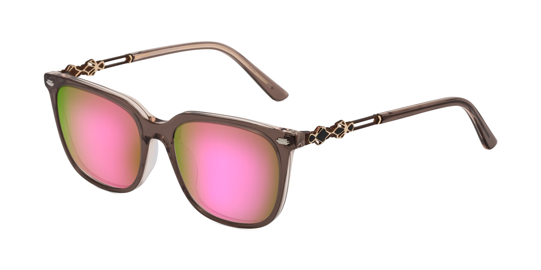 Angle of Dahlia in Rose Taupe with Pink Mirrored Lenses