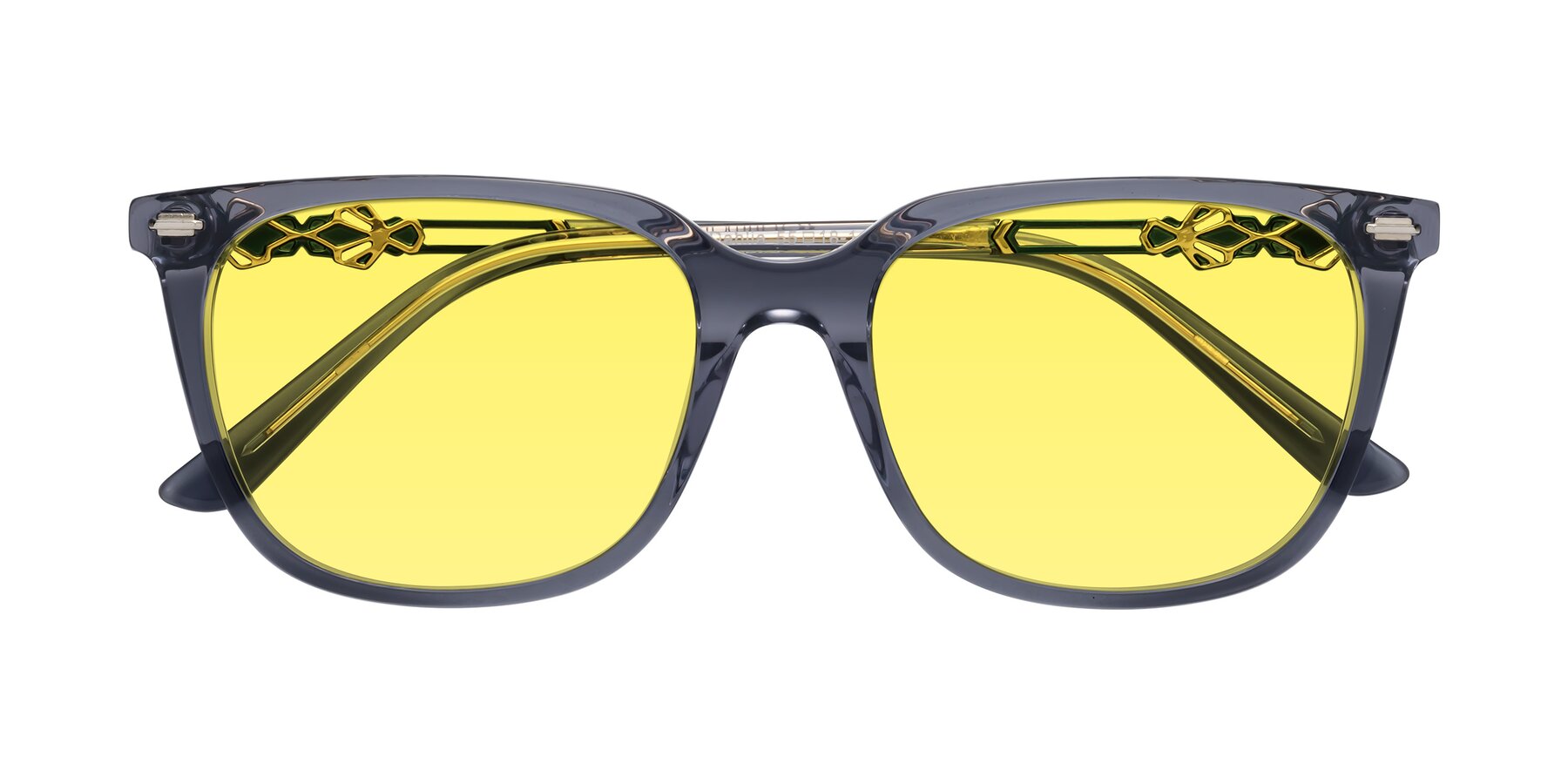 Folded Front of Dahlia in Blue Gray with Medium Yellow Tinted Lenses