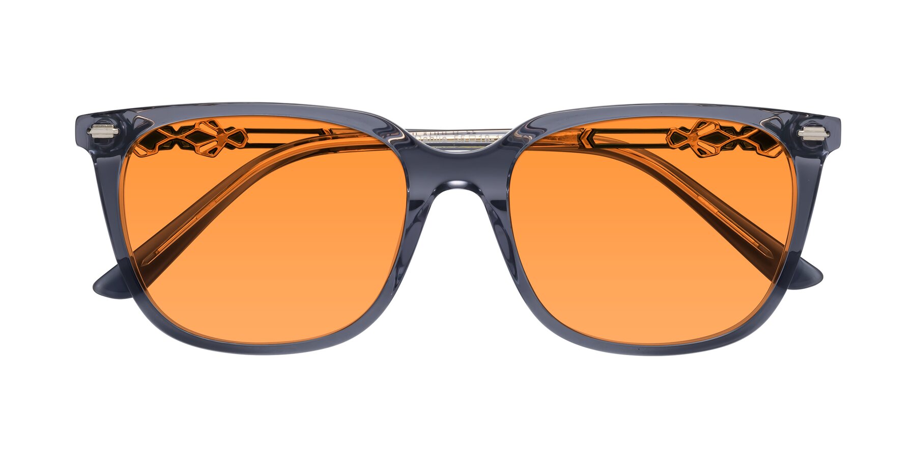 Folded Front of Dahlia in Blue Gray with Orange Tinted Lenses