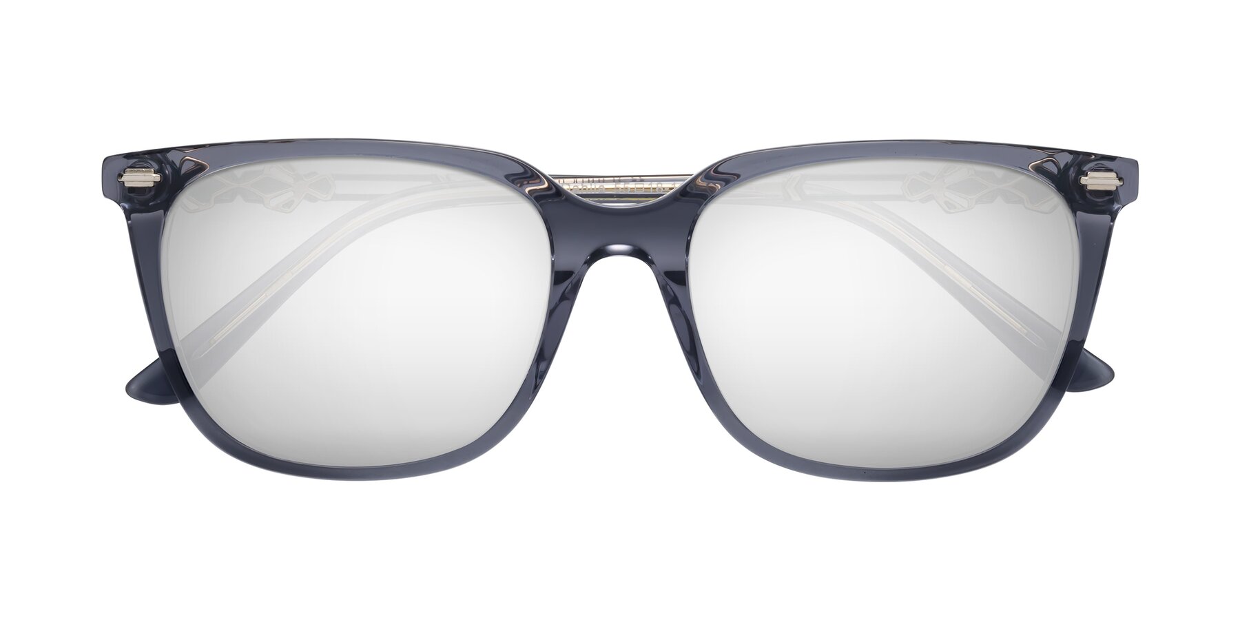 Folded Front of Dahlia in Blue Gray with Silver Mirrored Lenses