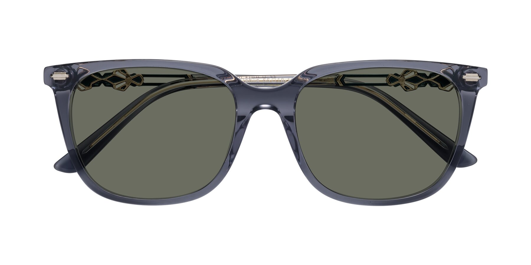 Folded Front of Dahlia in Blue Gray with Gray Polarized Lenses