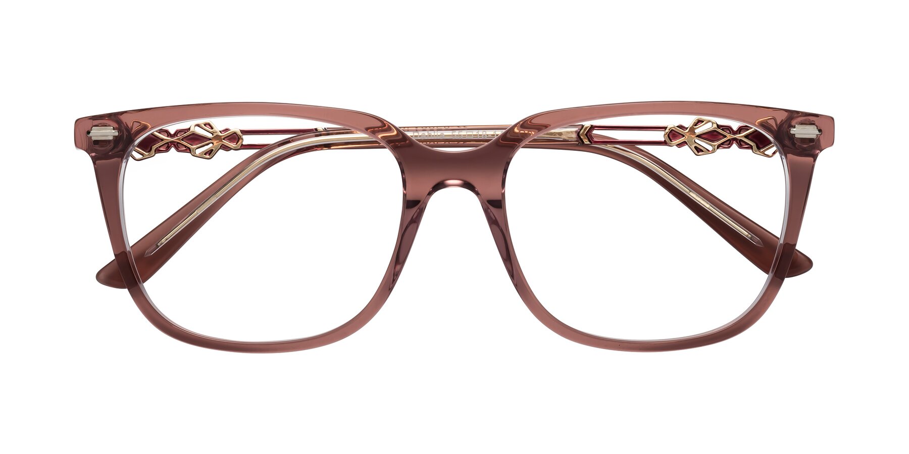 Folded Front of Dahlia in Mauve Taupe with Clear Eyeglass Lenses