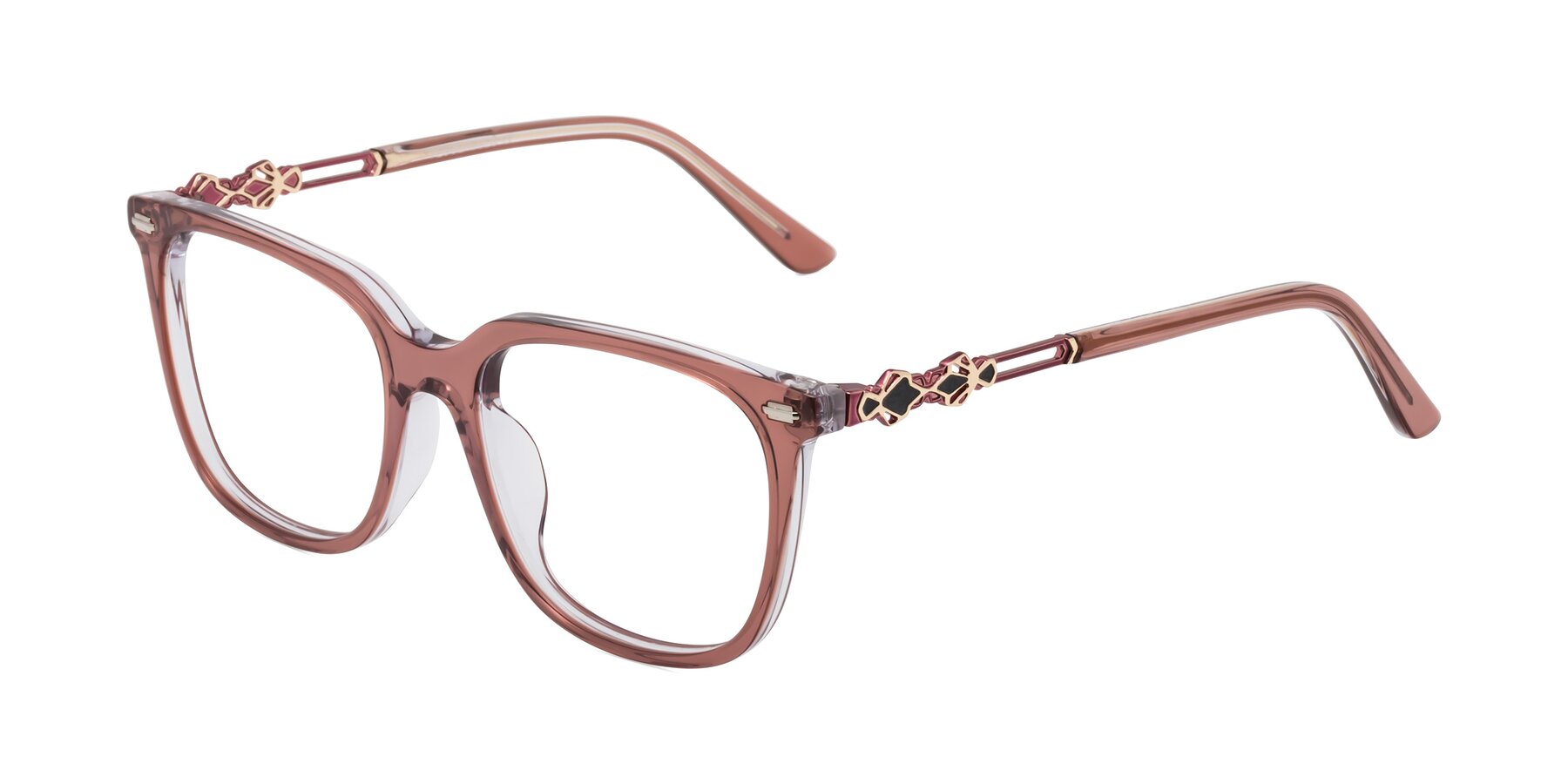 Angle of Dahlia in Mauve Taupe with Clear Eyeglass Lenses