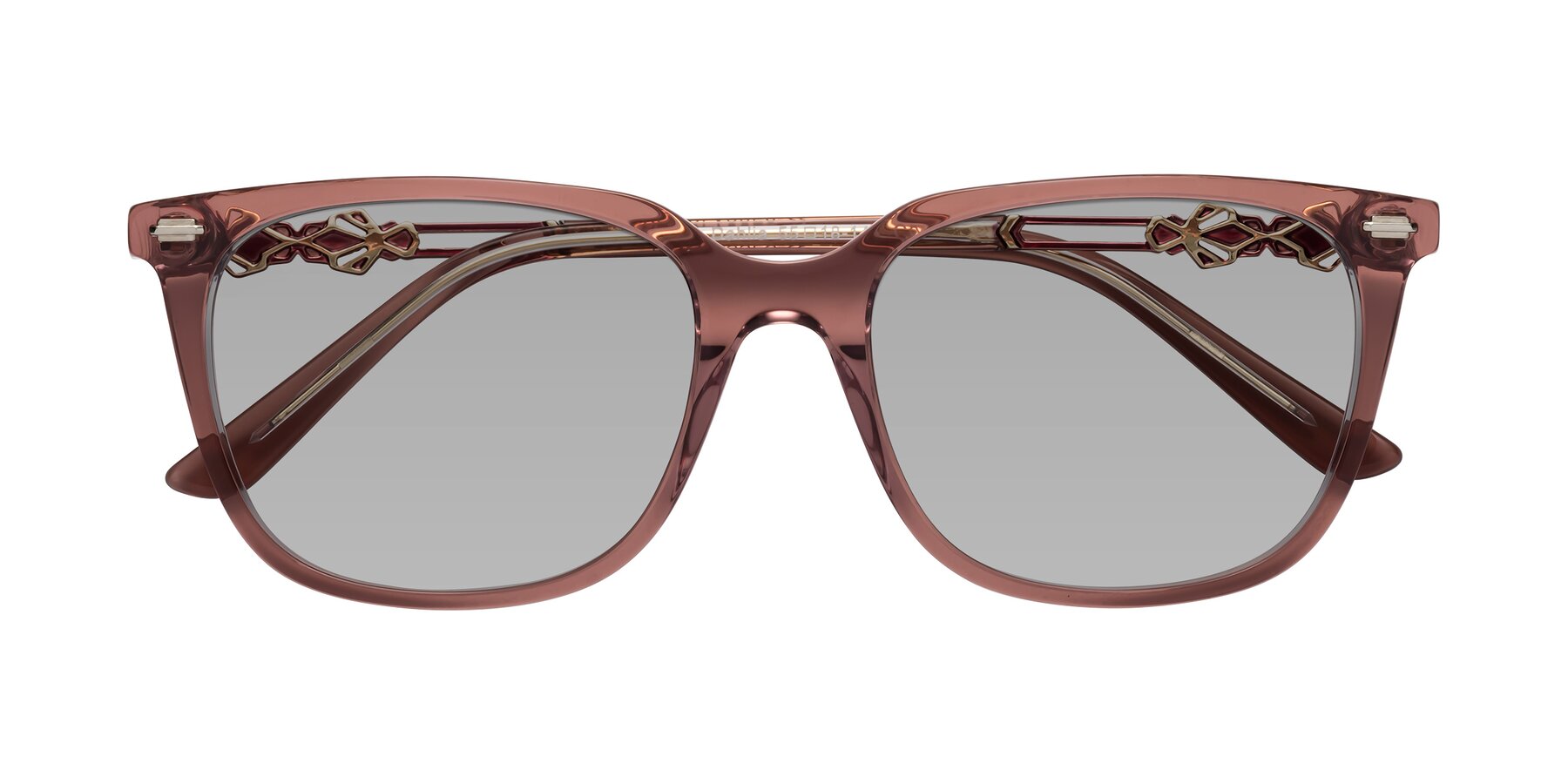 Folded Front of Dahlia in Mauve Taupe with Light Gray Tinted Lenses