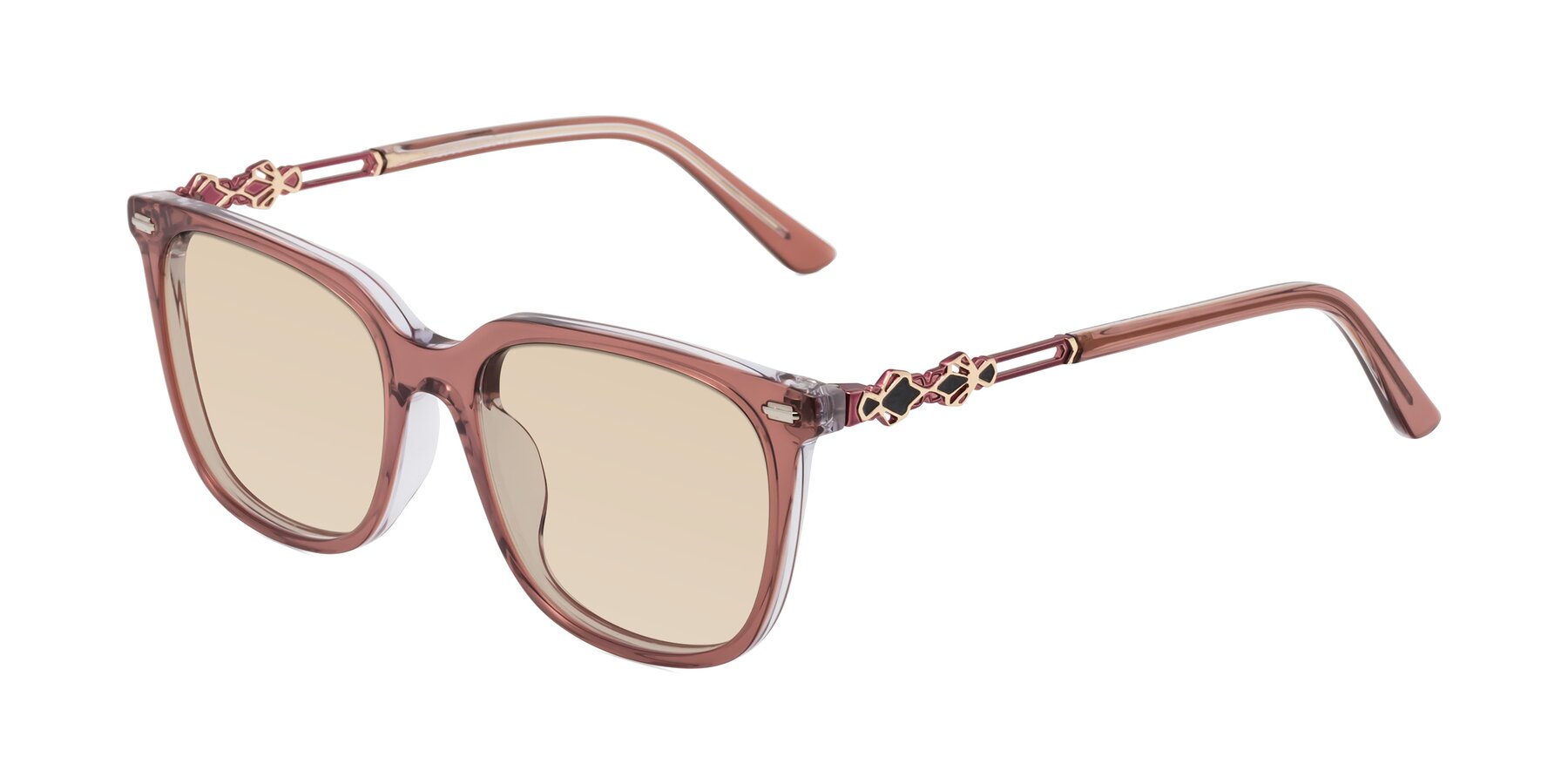 Angle of Dahlia in Mauve Taupe with Light Brown Tinted Lenses