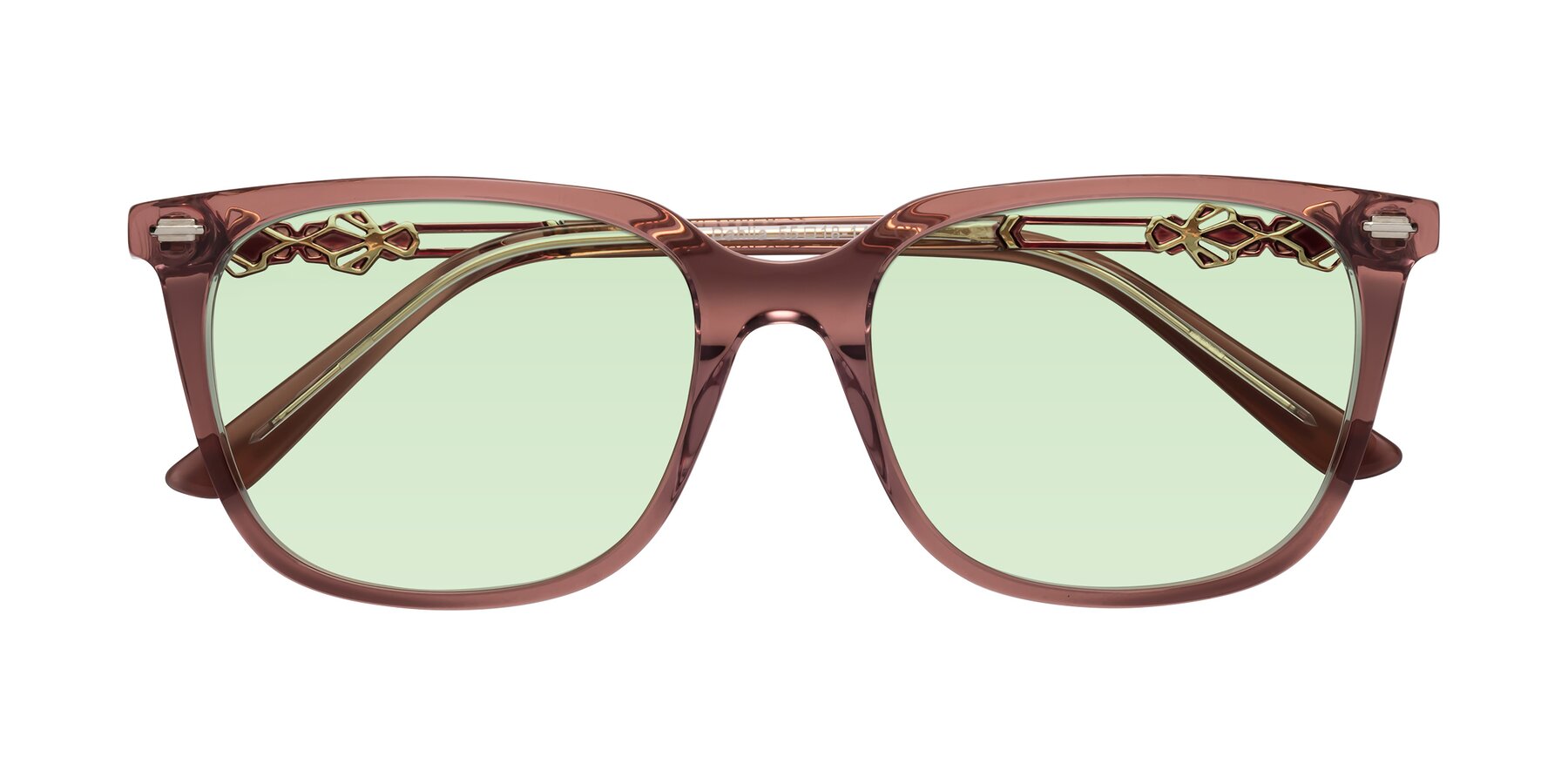 Folded Front of Dahlia in Mauve Taupe with Light Green Tinted Lenses