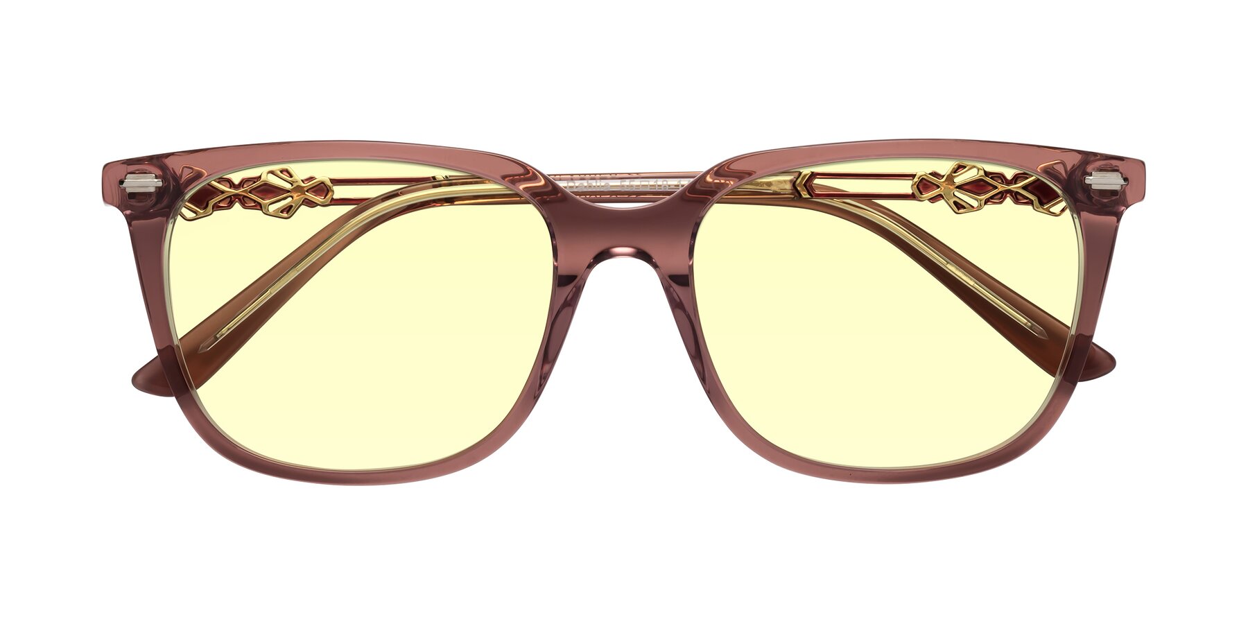 Folded Front of Dahlia in Mauve Taupe with Light Yellow Tinted Lenses