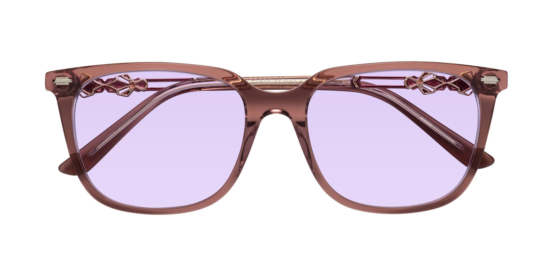 Folded Front of Dahlia in Mauve Taupe with Light Purple Tinted Lenses