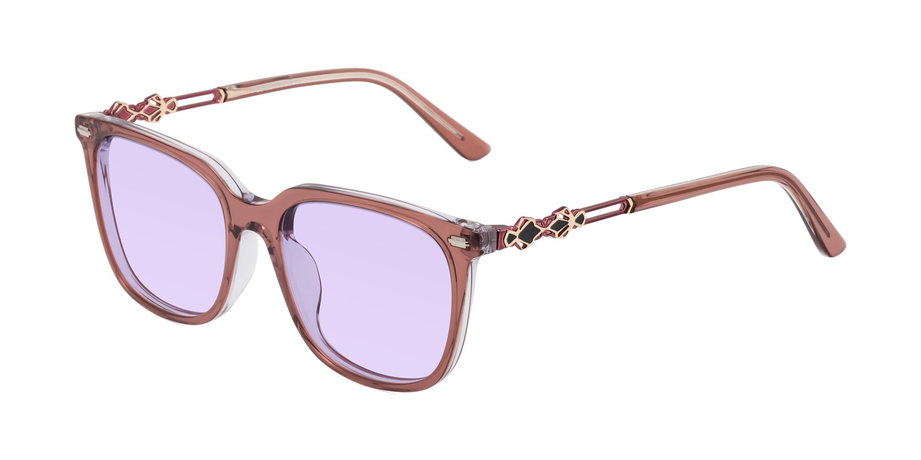 Angle of Dahlia in Mauve Taupe with Light Purple Tinted Lenses