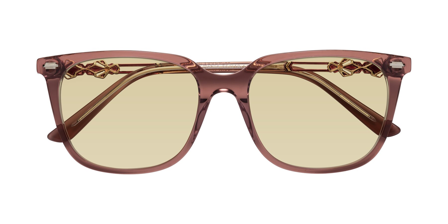 Folded Front of Dahlia in Mauve Taupe with Light Champagne Tinted Lenses