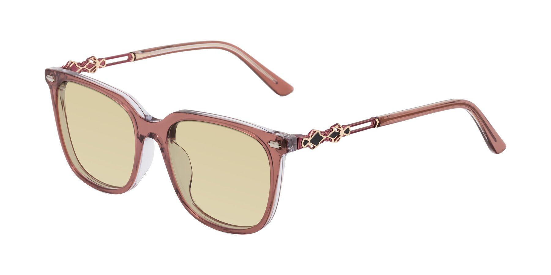 Angle of Dahlia in Mauve Taupe with Light Champagne Tinted Lenses