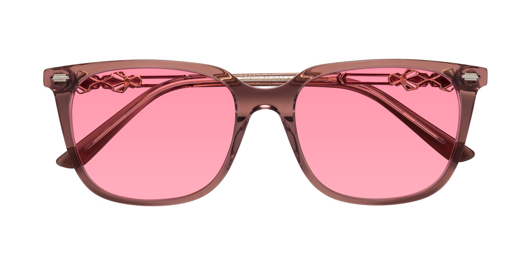 Folded Front of Dahlia in Mauve Taupe with Pink Tinted Lenses