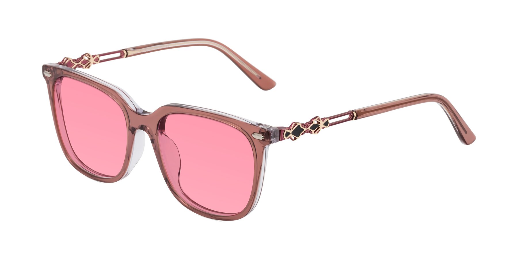 Angle of Dahlia in Mauve Taupe with Pink Tinted Lenses