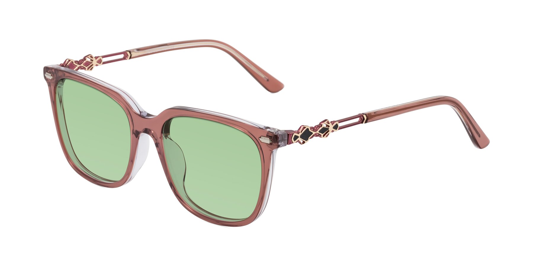 Angle of Dahlia in Mauve Taupe with Medium Green Tinted Lenses