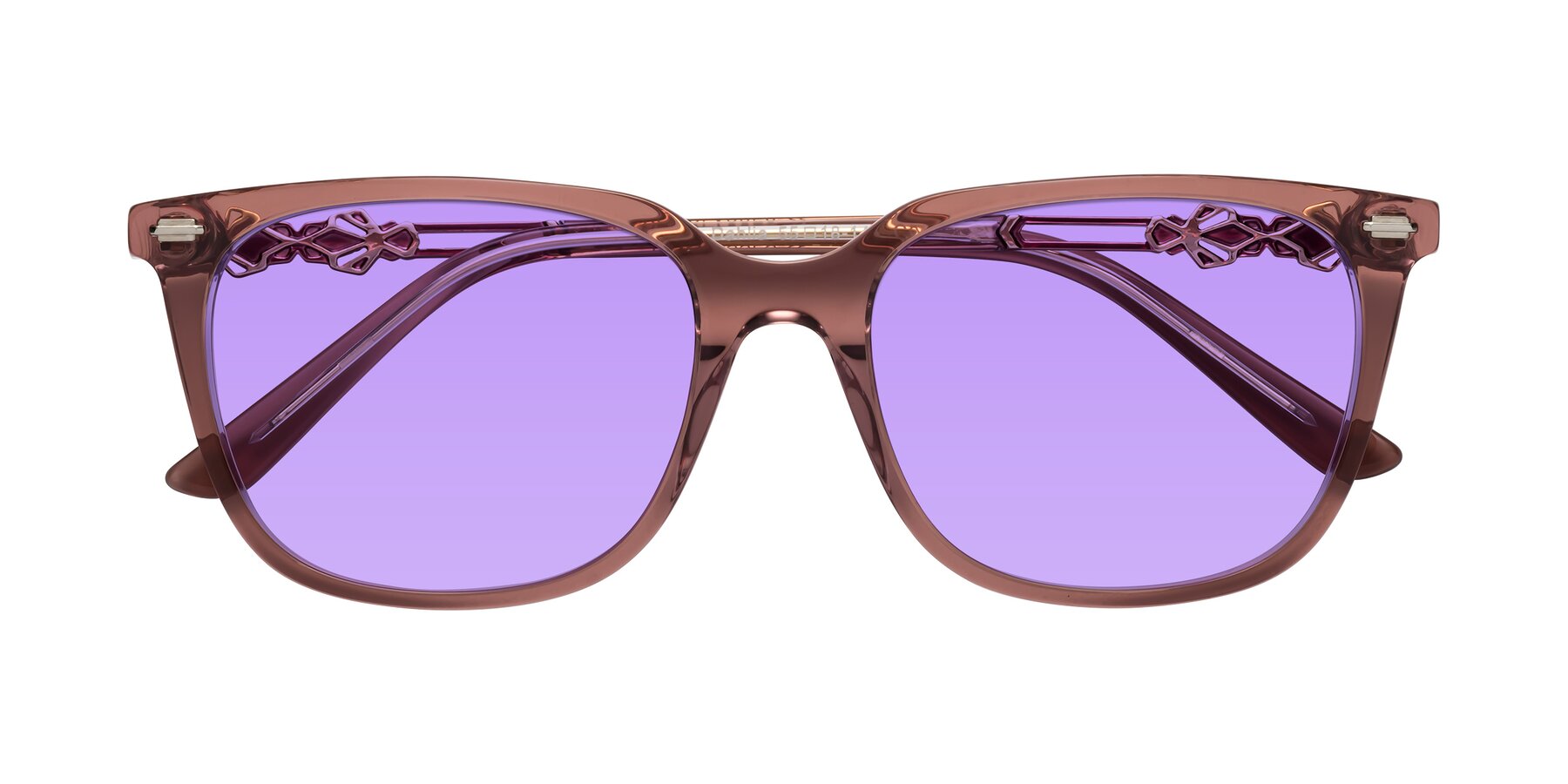 Folded Front of Dahlia in Mauve Taupe with Medium Purple Tinted Lenses