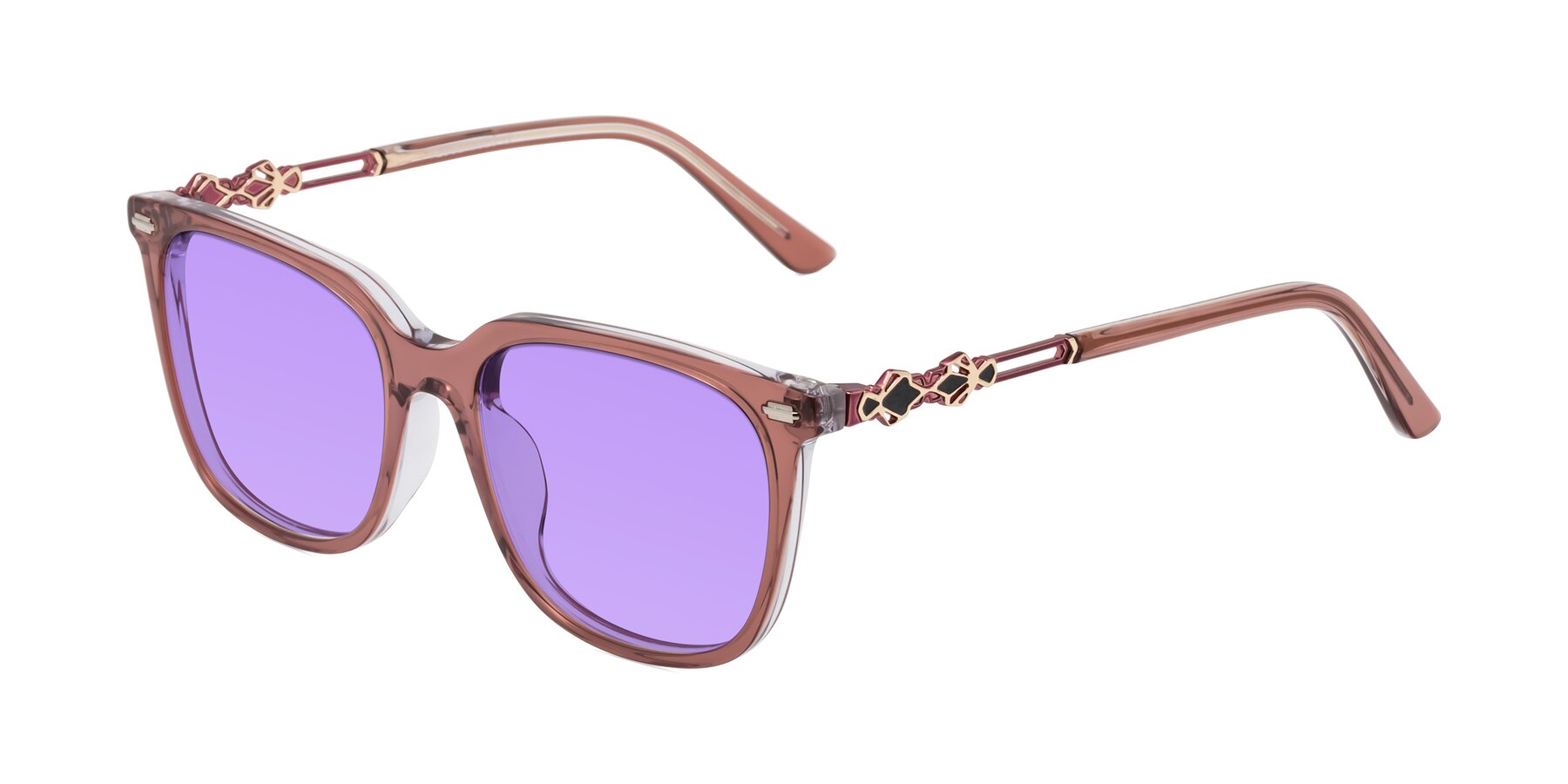 Angle of Dahlia in Mauve Taupe with Medium Purple Tinted Lenses