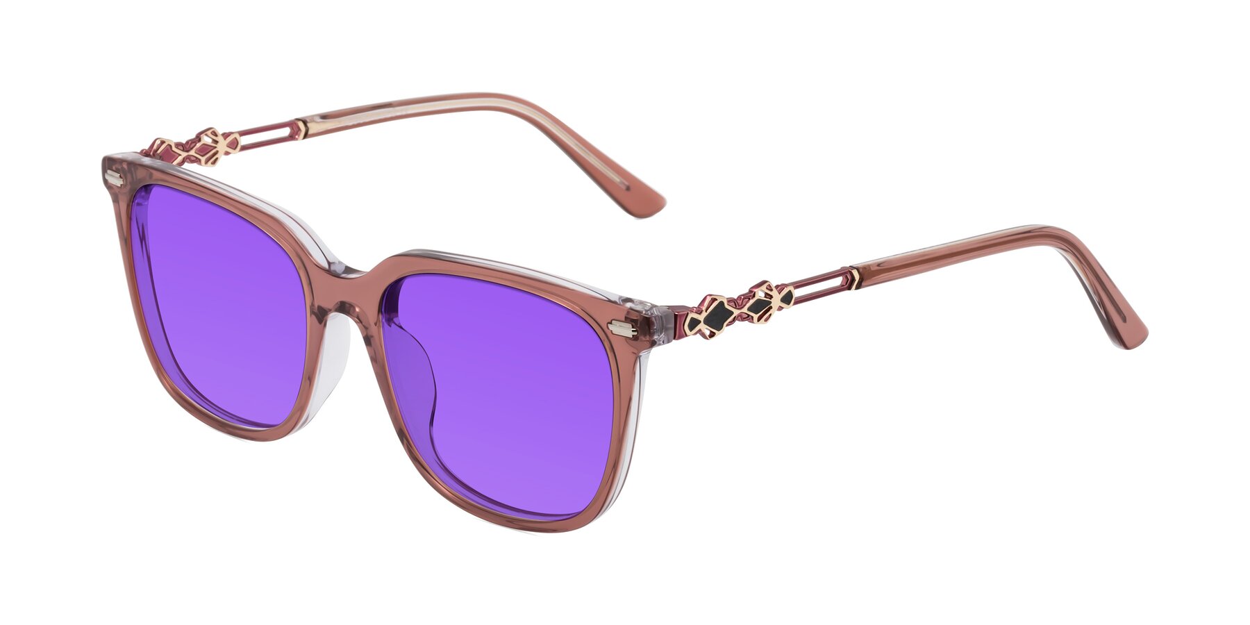 Angle of Dahlia in Mauve Taupe with Purple Tinted Lenses