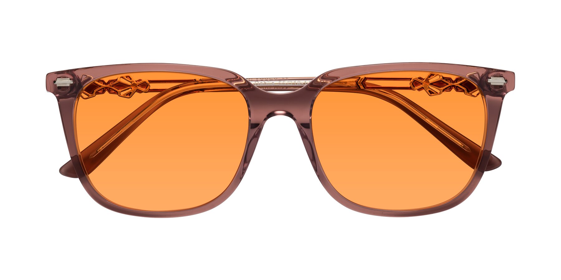 Folded Front of Dahlia in Mauve Taupe with Orange Tinted Lenses