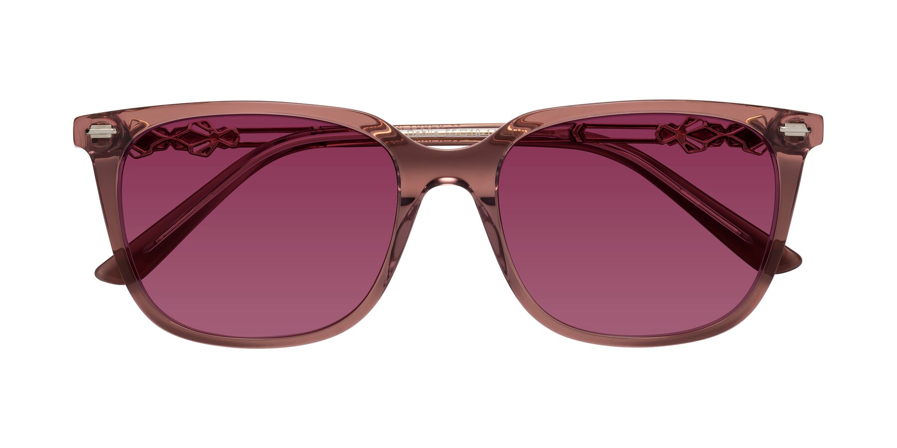 Folded Front of Dahlia in Mauve Taupe with Wine Tinted Lenses