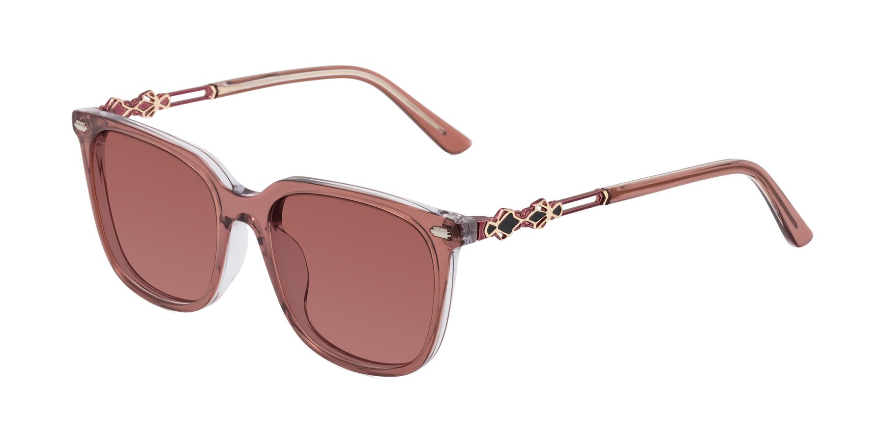 Angle of Dahlia in Mauve Taupe with Garnet Tinted Lenses