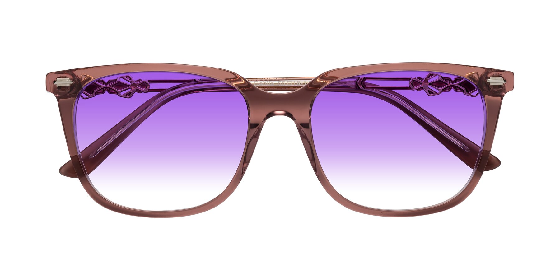 Folded Front of Dahlia in Mauve Taupe with Purple Gradient Lenses