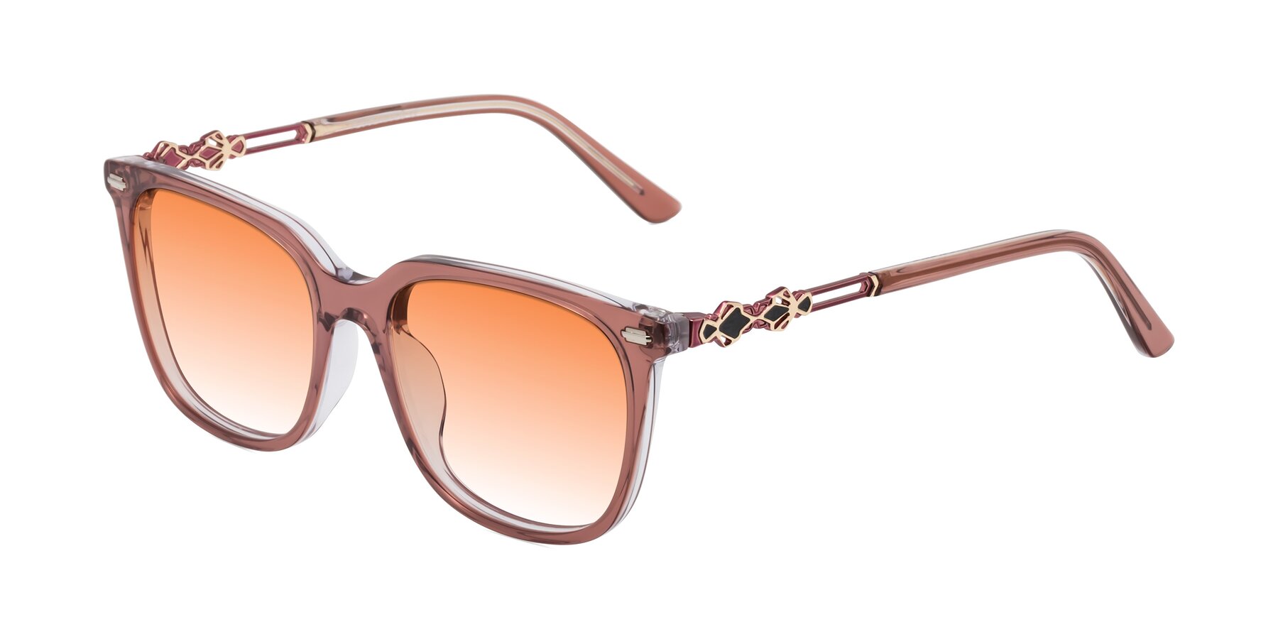 Angle of Dahlia in Mauve Taupe with Orange Gradient Lenses