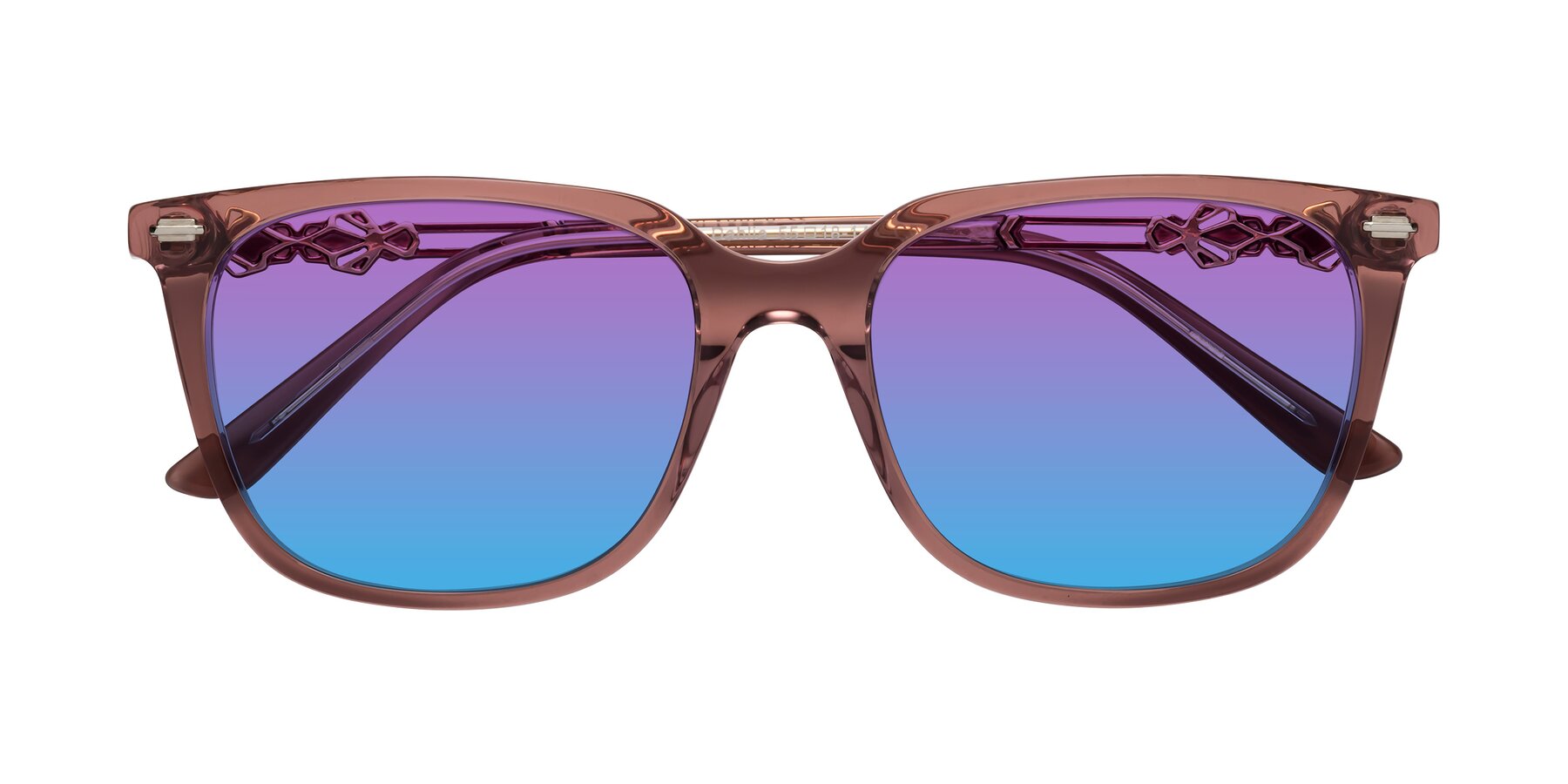 Folded Front of Dahlia in Mauve Taupe with Purple / Blue Gradient Lenses