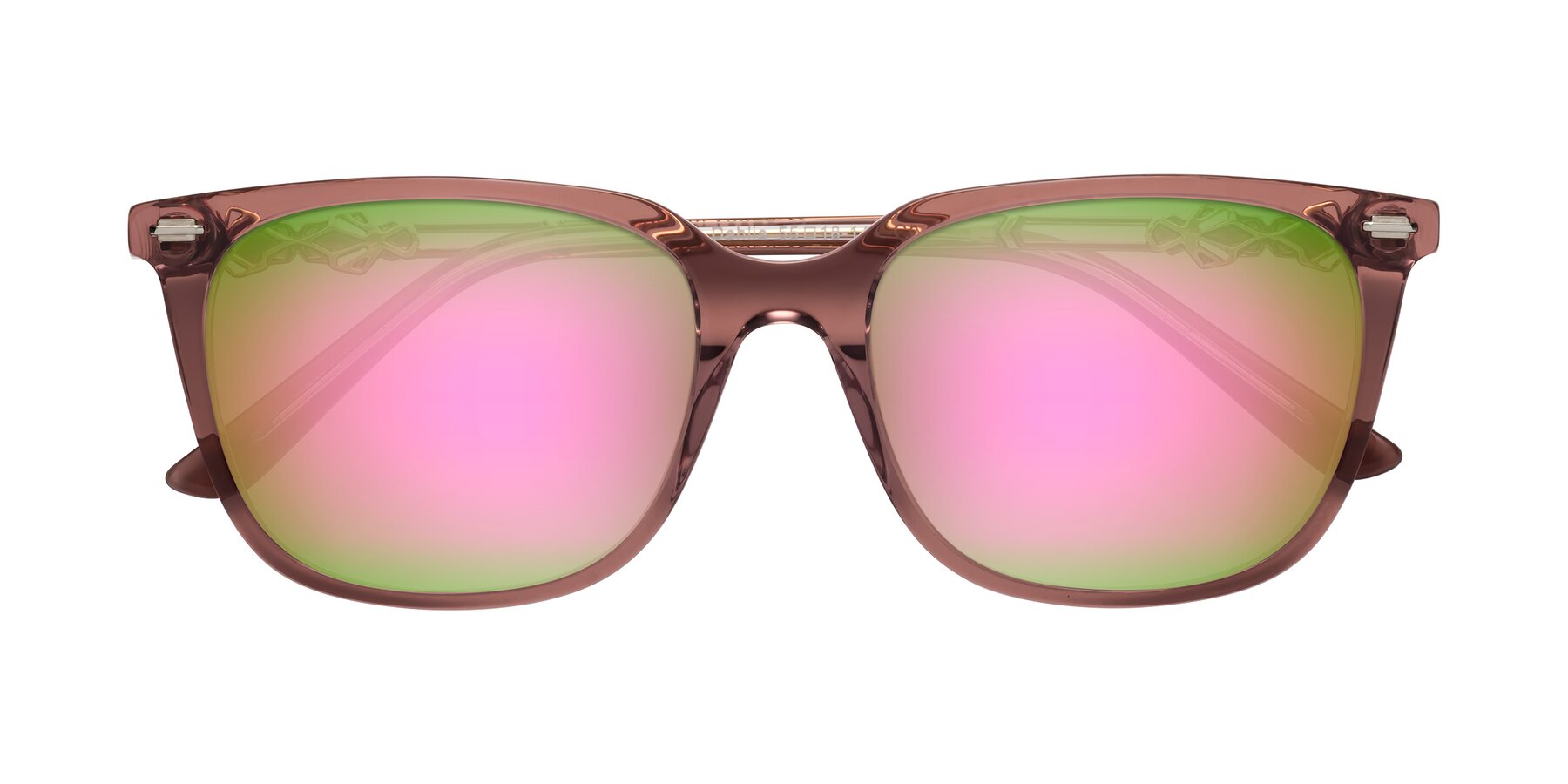 Folded Front of Dahlia in Mauve Taupe with Pink Mirrored Lenses