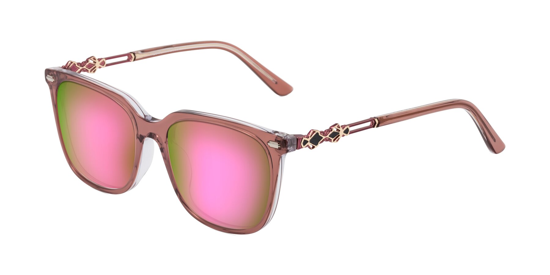 Angle of Dahlia in Mauve Taupe with Pink Mirrored Lenses