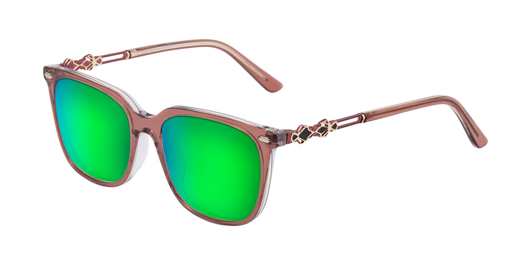 Angle of Dahlia in Mauve Taupe with Green Mirrored Lenses