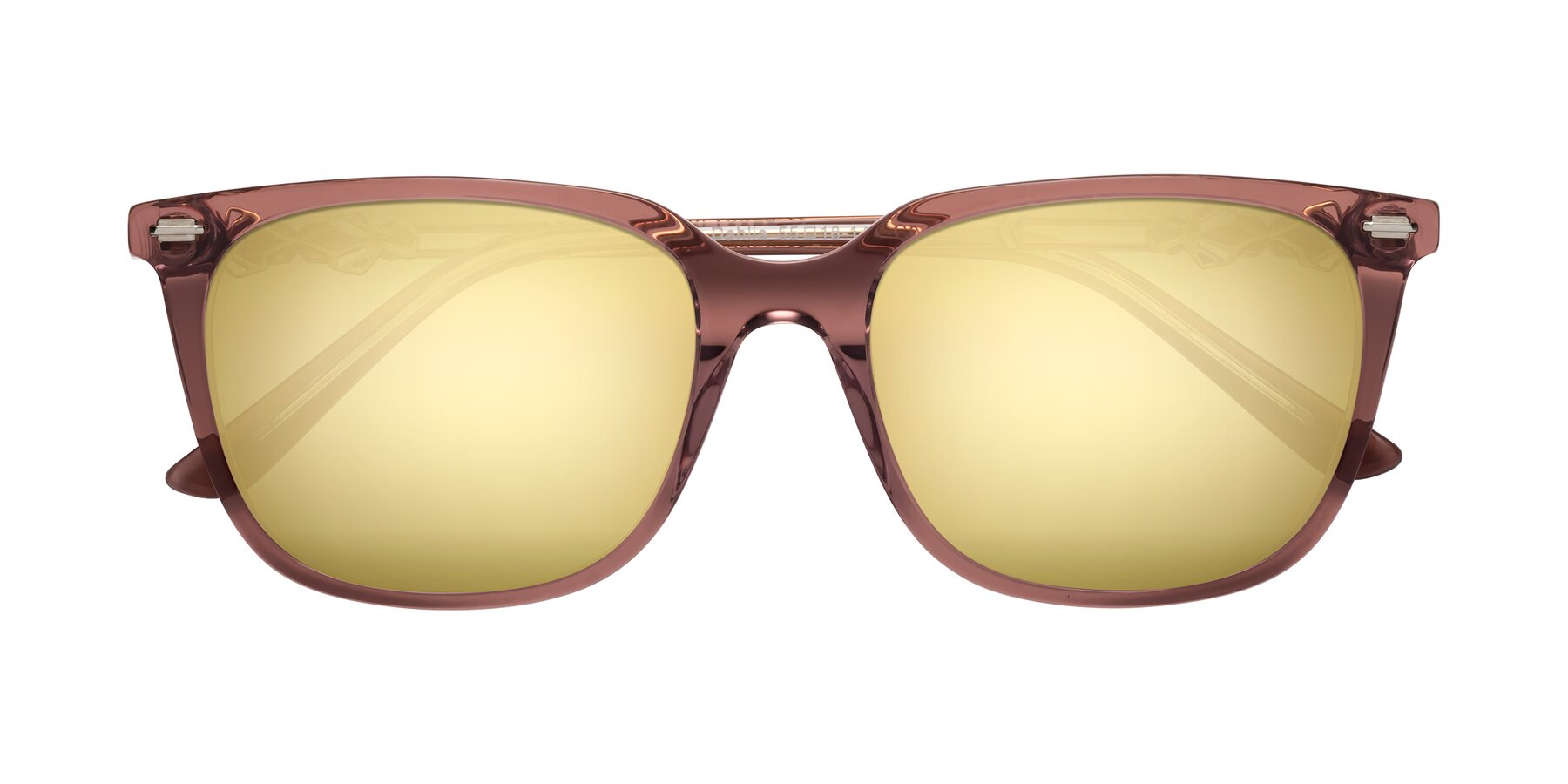 Folded Front of Dahlia in Mauve Taupe with Gold Mirrored Lenses