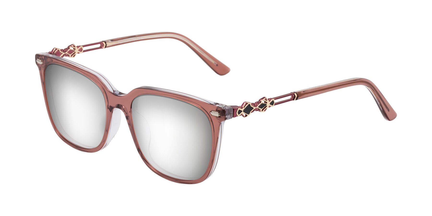 Angle of Dahlia in Mauve Taupe with Silver Mirrored Lenses