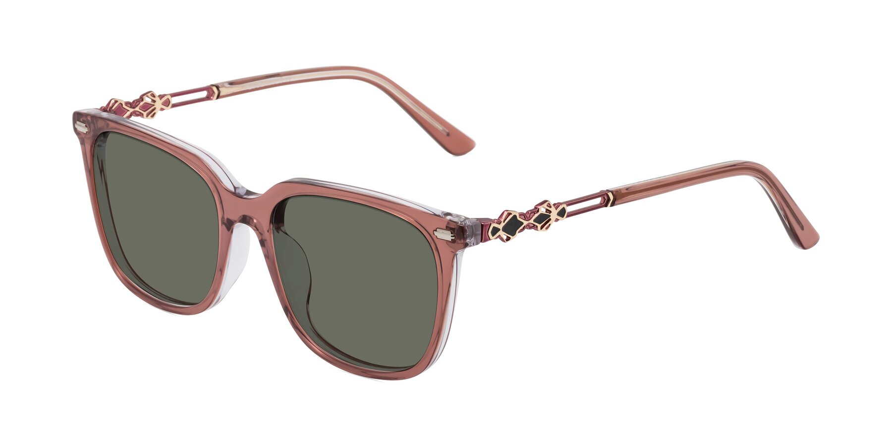 Angle of Dahlia in Mauve Taupe with Gray Polarized Lenses