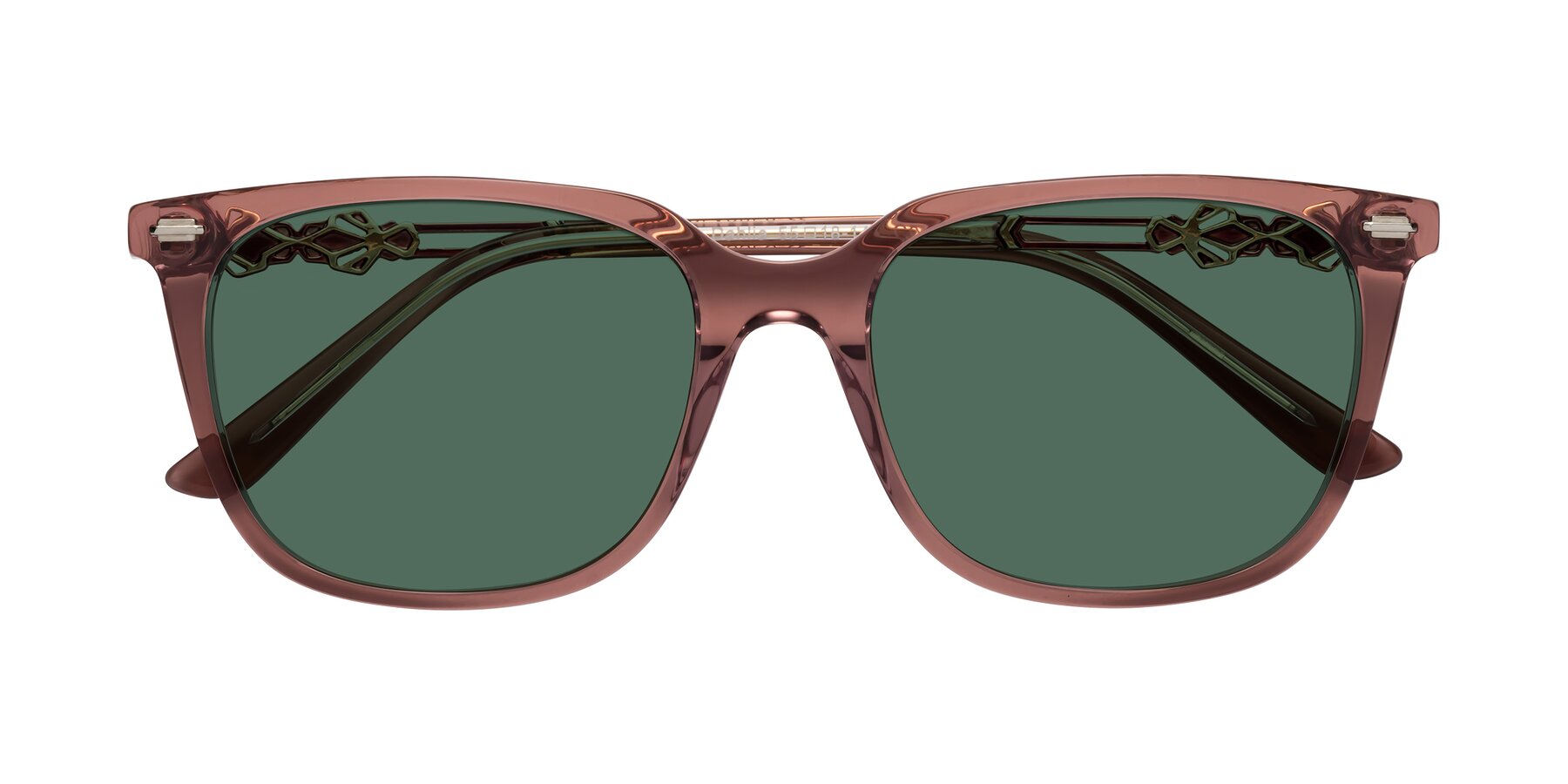 Folded Front of Dahlia in Mauve Taupe with Green Polarized Lenses