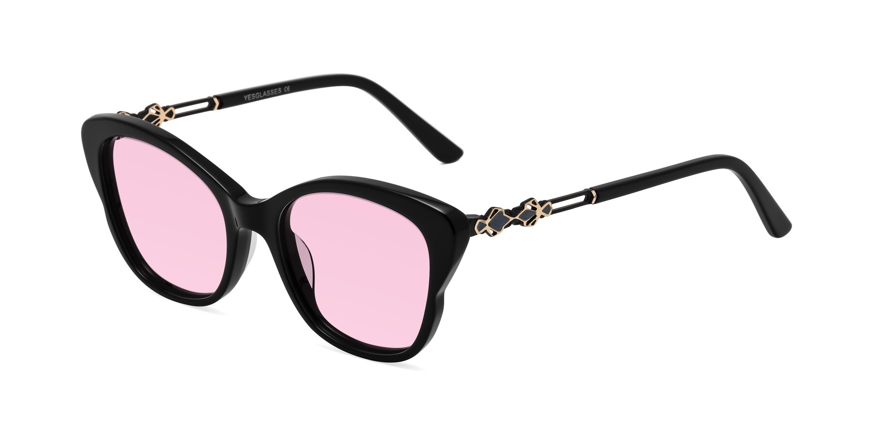 Angle of Azalea in Black with Light Pink Tinted Lenses