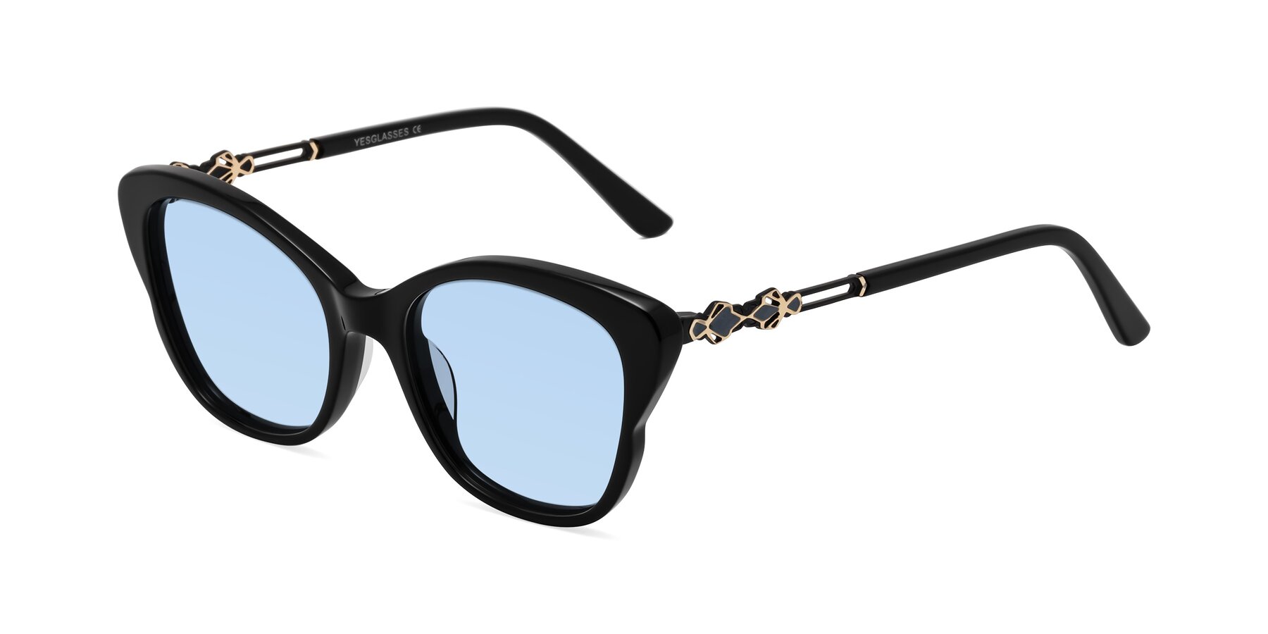 Angle of Azalea in Black with Light Blue Tinted Lenses