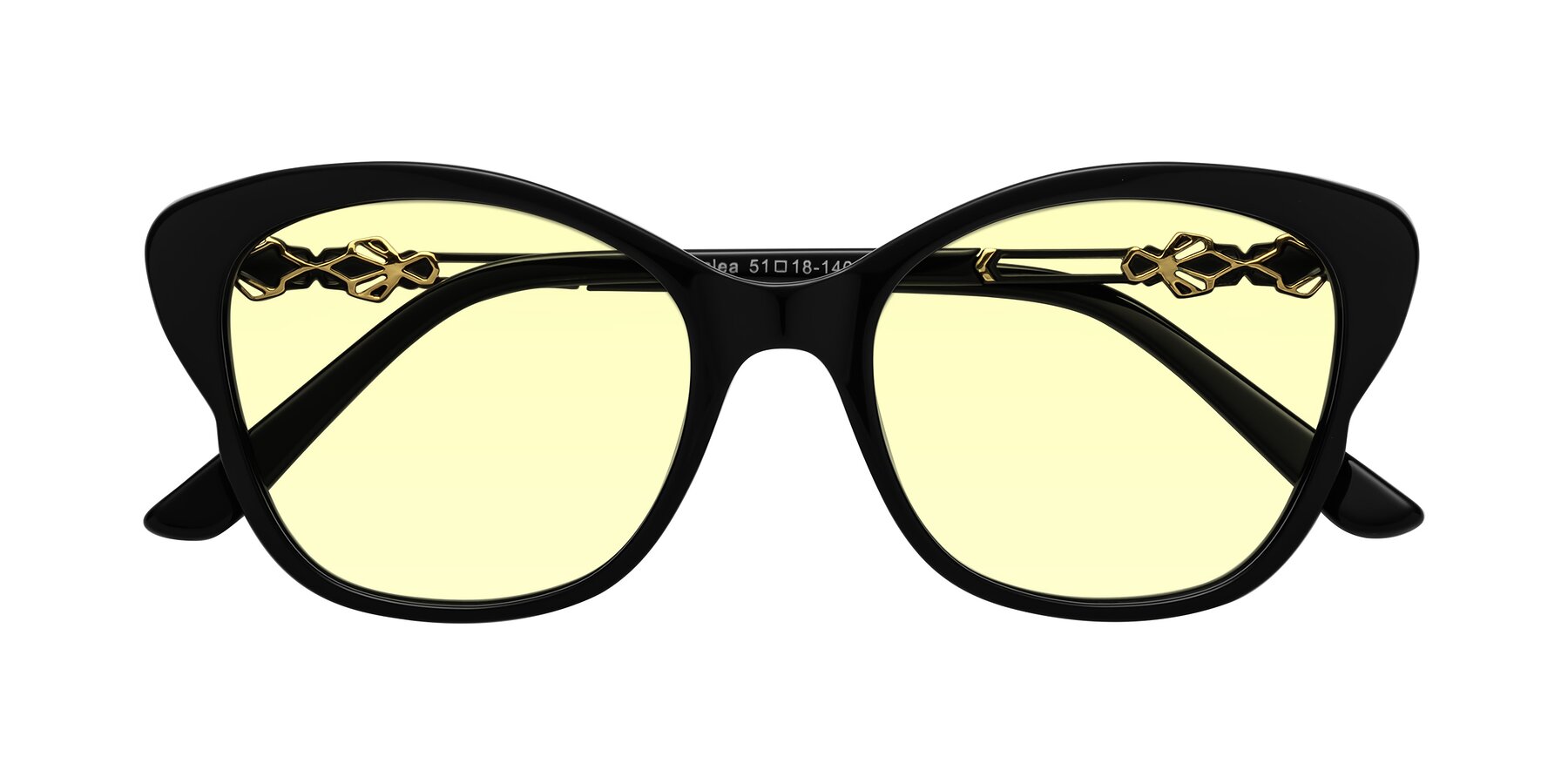 Folded Front of Azalea in Black with Light Yellow Tinted Lenses