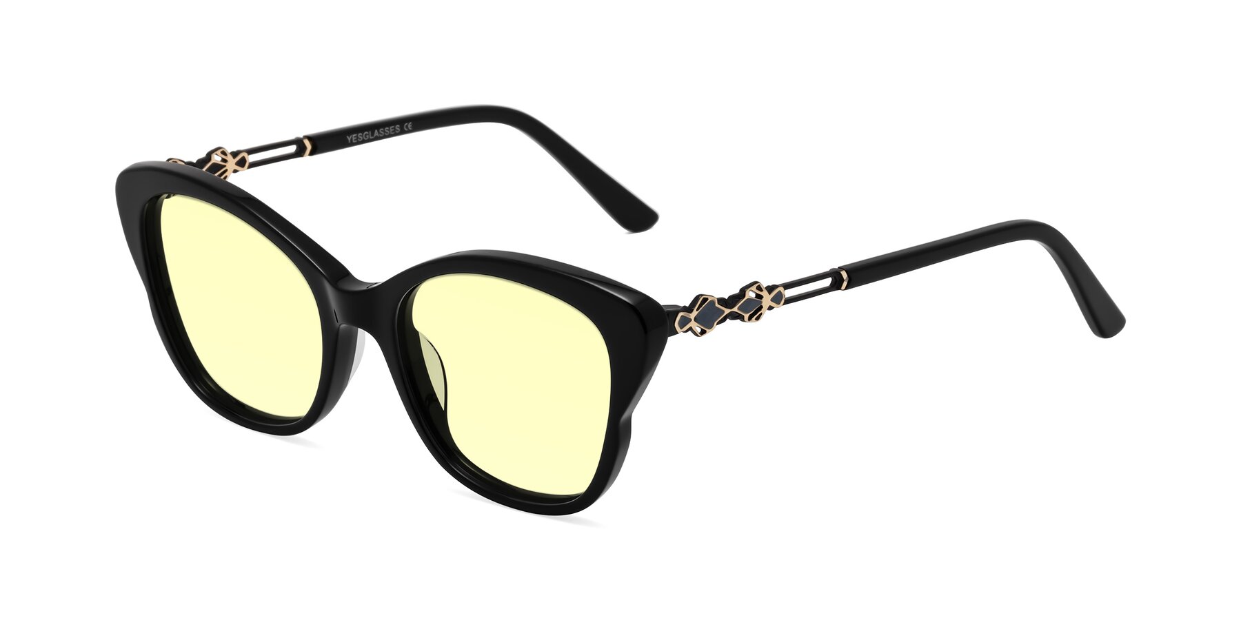 Angle of Azalea in Black with Light Yellow Tinted Lenses