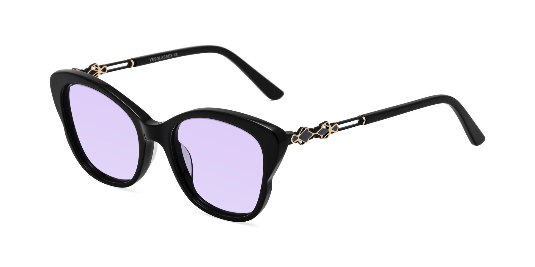 Angle of Azalea in Black with Light Purple Tinted Lenses