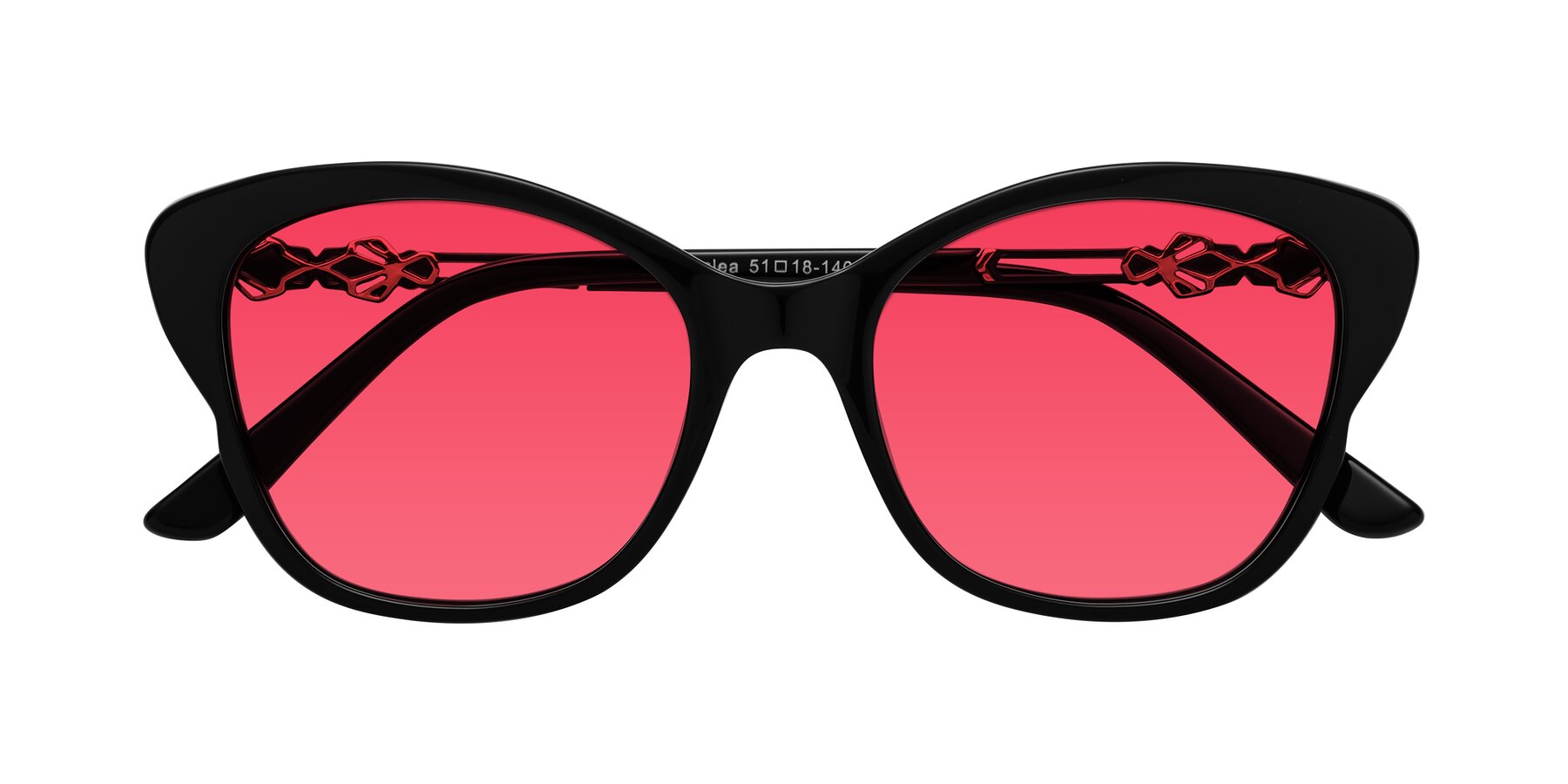 Folded Front of Azalea in Black with Red Tinted Lenses