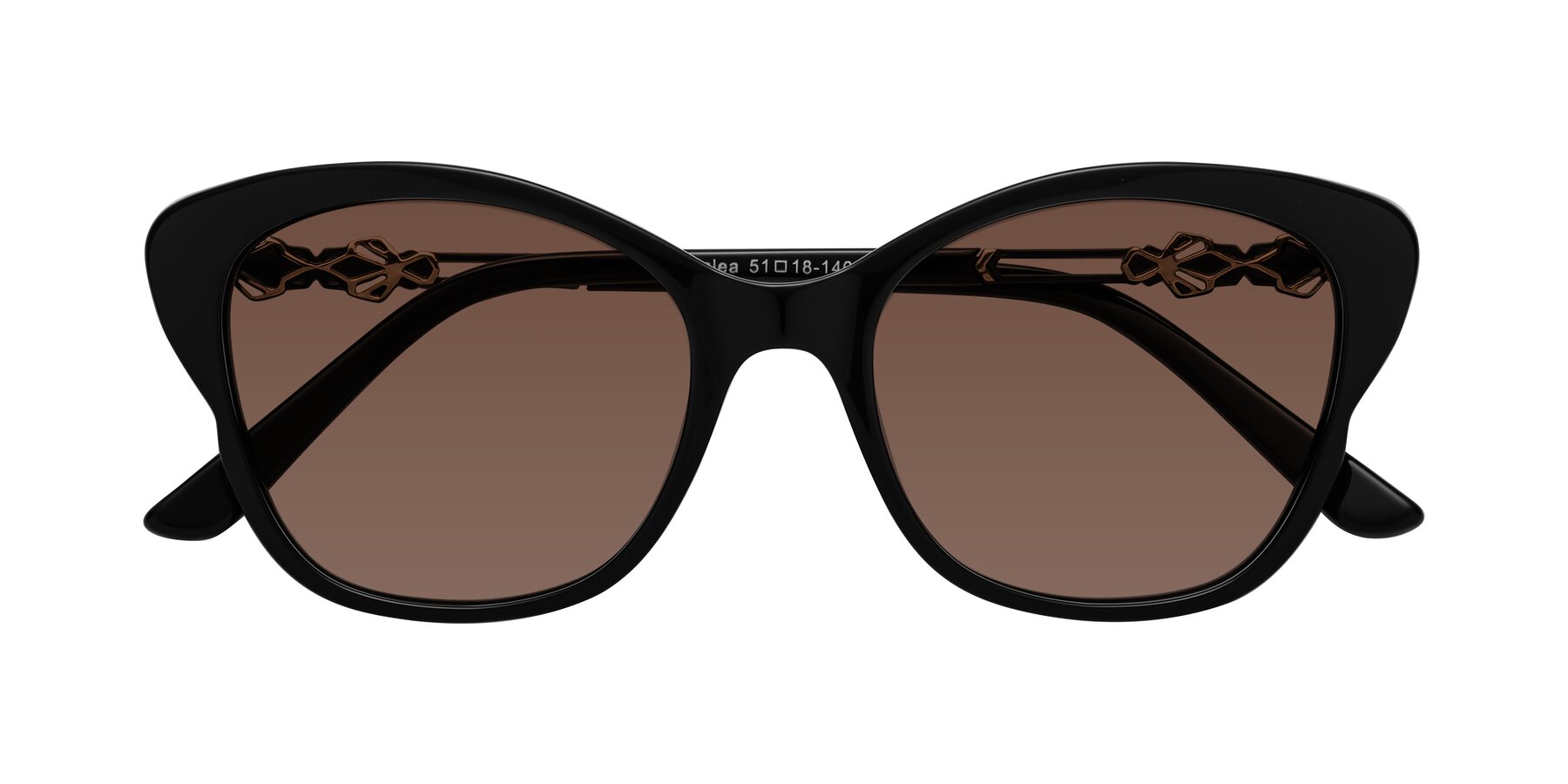 Folded Front of Azalea in Black with Brown Tinted Lenses