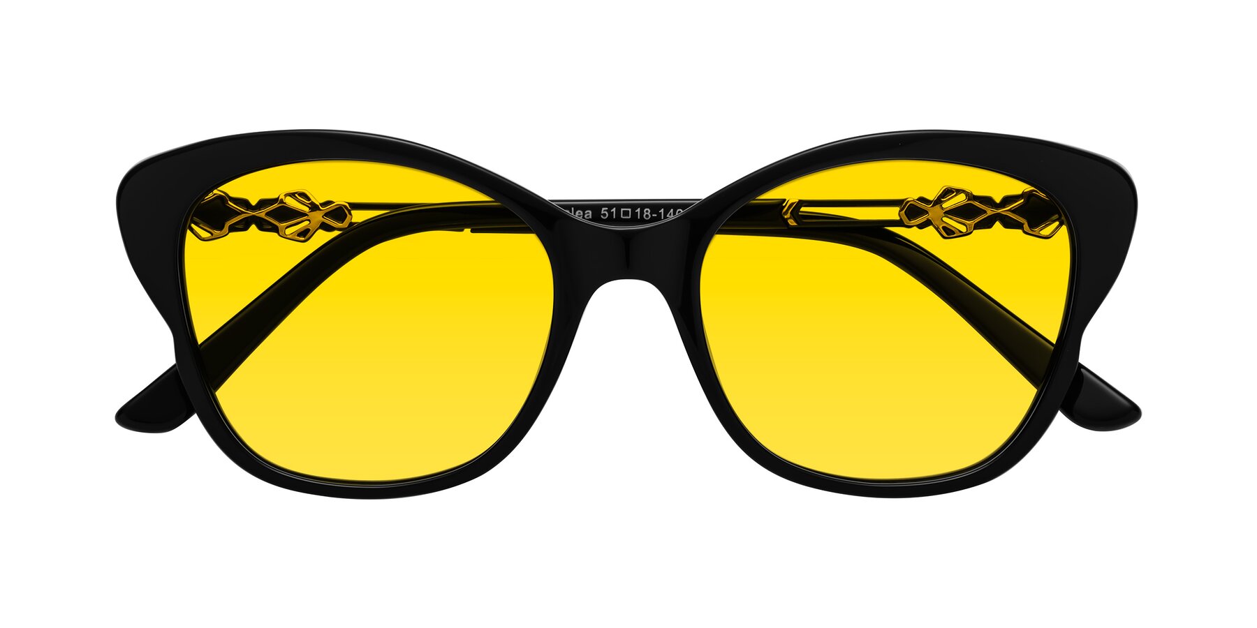 Folded Front of Azalea in Black with Yellow Tinted Lenses