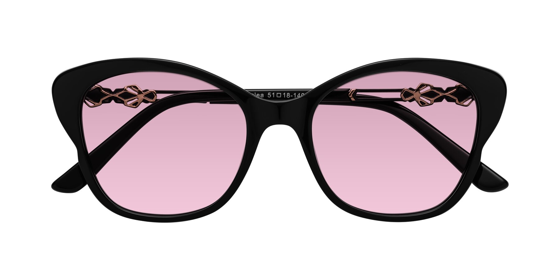 Folded Front of Azalea in Black with Light Wine Tinted Lenses