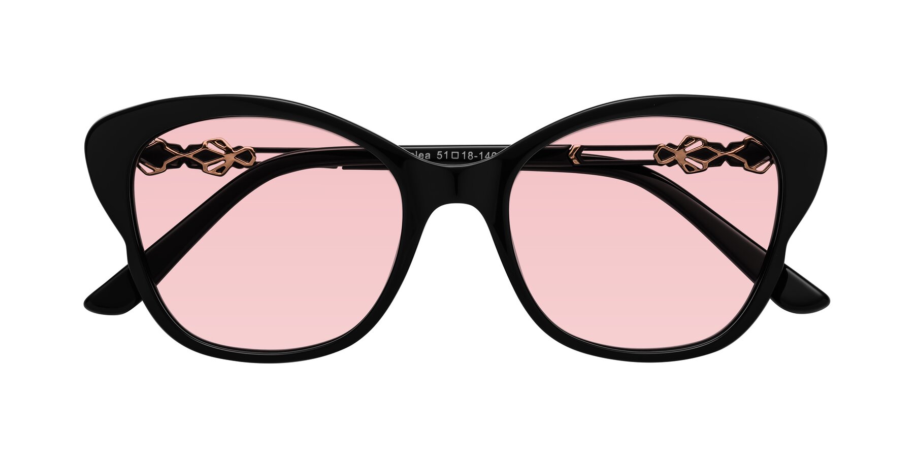 Folded Front of Azalea in Black with Light Garnet Tinted Lenses