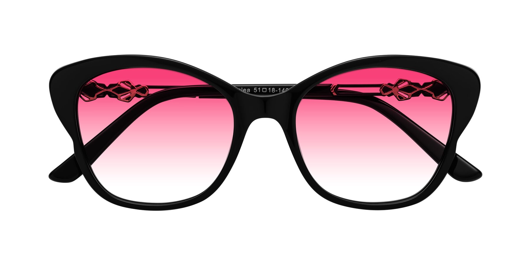 Folded Front of Azalea in Black with Pink Gradient Lenses