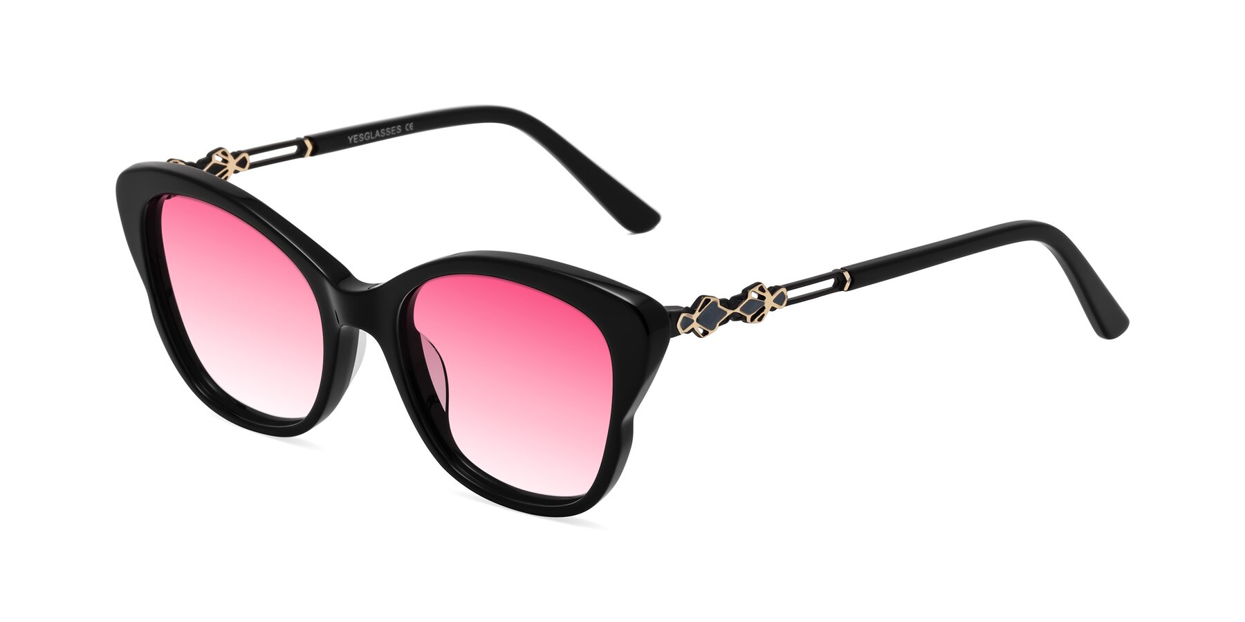 Angle of Azalea in Black with Pink Gradient Lenses