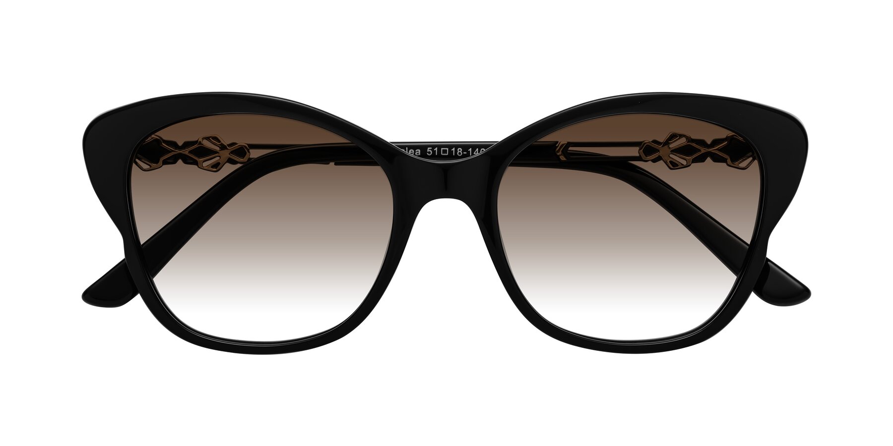 Folded Front of Azalea in Black with Brown Gradient Lenses