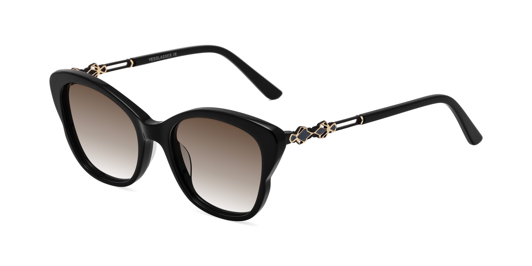 Angle of Azalea in Black with Brown Gradient Lenses