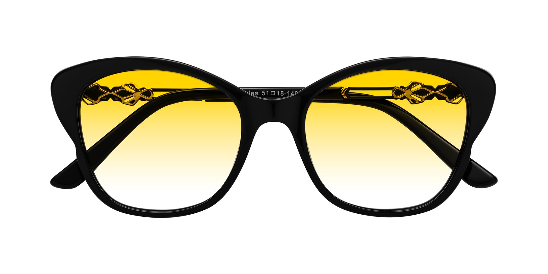 Folded Front of Azalea in Black with Yellow Gradient Lenses